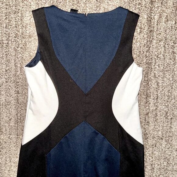 Ann Taylor Loft Colorblock Sheath Dress in Navy/White/Black Size 6P - Picture 9 of 9